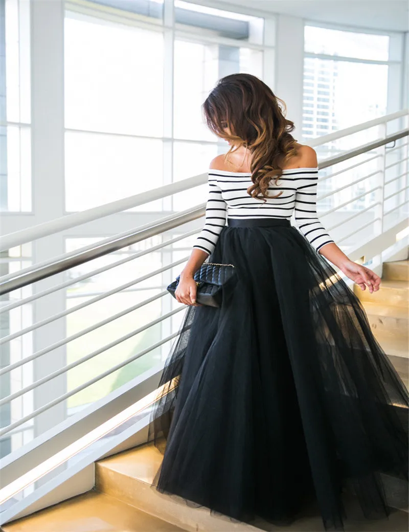 Fashion Women Off Shoulder Slash Neck Stripe Mesh Dress Sexy Evening Party Dress Vintage Elegant Dress
Fashion Women Off Shoulder Slash Neck Stripe Mesh Dress Sexy Evening Party Dress Vintage Elegant Dress