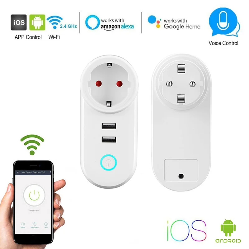 Smart WiFi Power EU Plug Outlet Socket with USB Remote Control App Control Timer Homkit Work with Alexa Google Home Assistant
Smart WiFi Power EU Plug Outlet Socket with USB Remote Control App Control Timer Homkit Work with Alexa Google Home Assistant