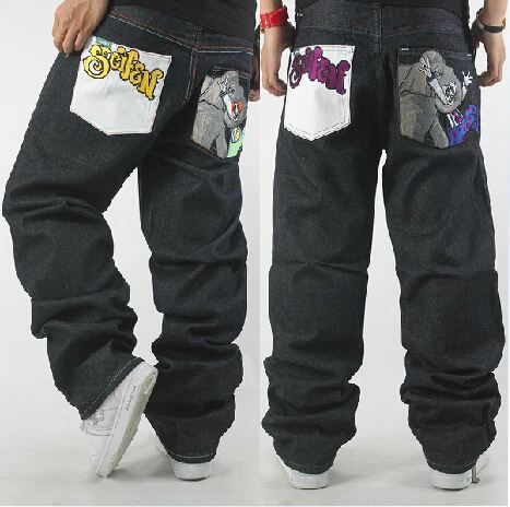 Free shipping Hip hop fashion men's jeans, loose pants embroidered clown skateboard 30-42