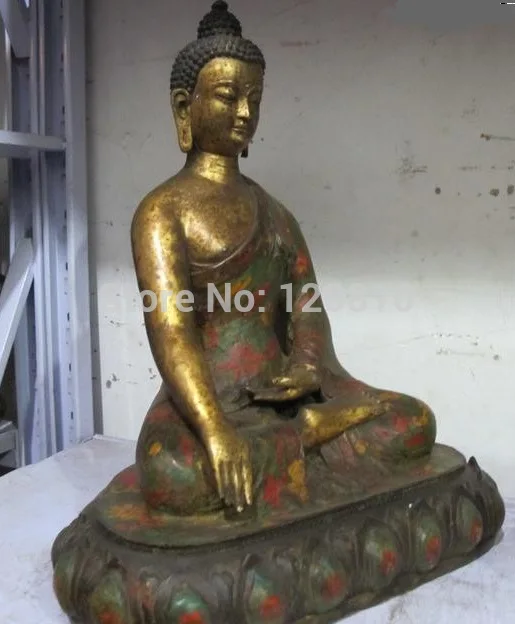 D+++H++0Dd00F++17"Tibet Buddhist Fane classical Old Bronze cloisonne Sakyamuni Buddha Statue 
D+++H++0Dd00F++17"Tibet Buddhist Fane classical Old Bronze cloisonne Sakyamuni Buddha Statue