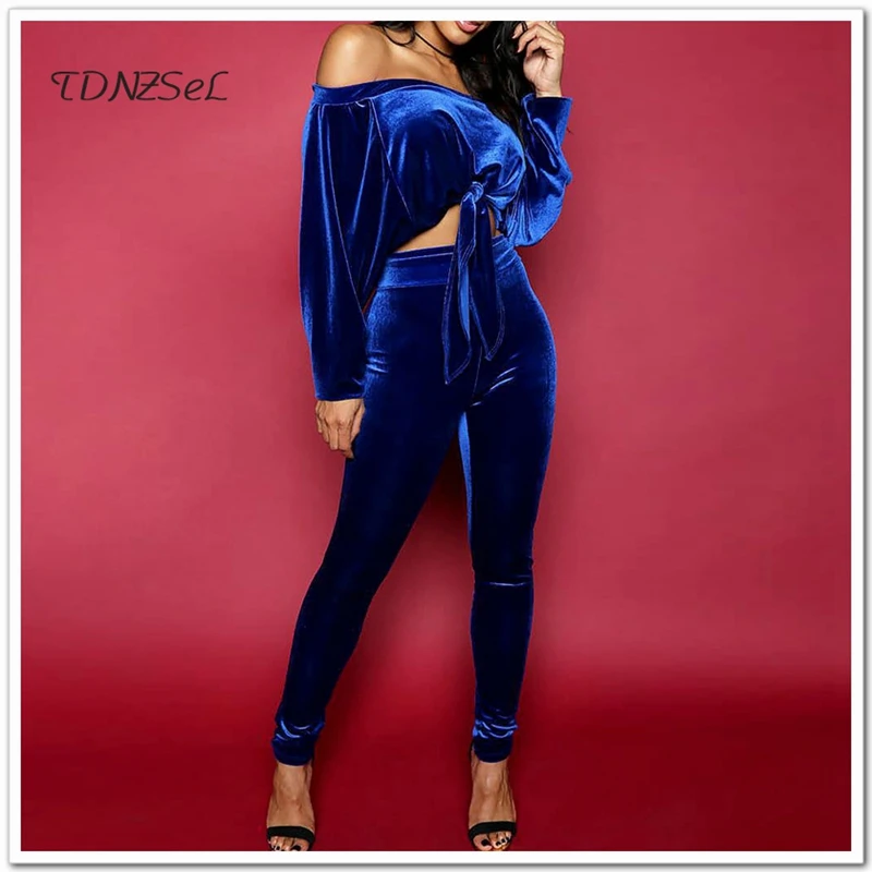 Women Casual Velvet Warm 2 Two Piece Sets Long Sleeve Strapless Lace Up Crop Tops Elastic Waist Slim Pencil Pants Loose Twin Set
Women Casual Velvet Warm 2 Two Piece Sets Long Sleeve Strapless Lace Up Crop Tops Elastic Waist Slim Pencil Pants Loose Twin Set