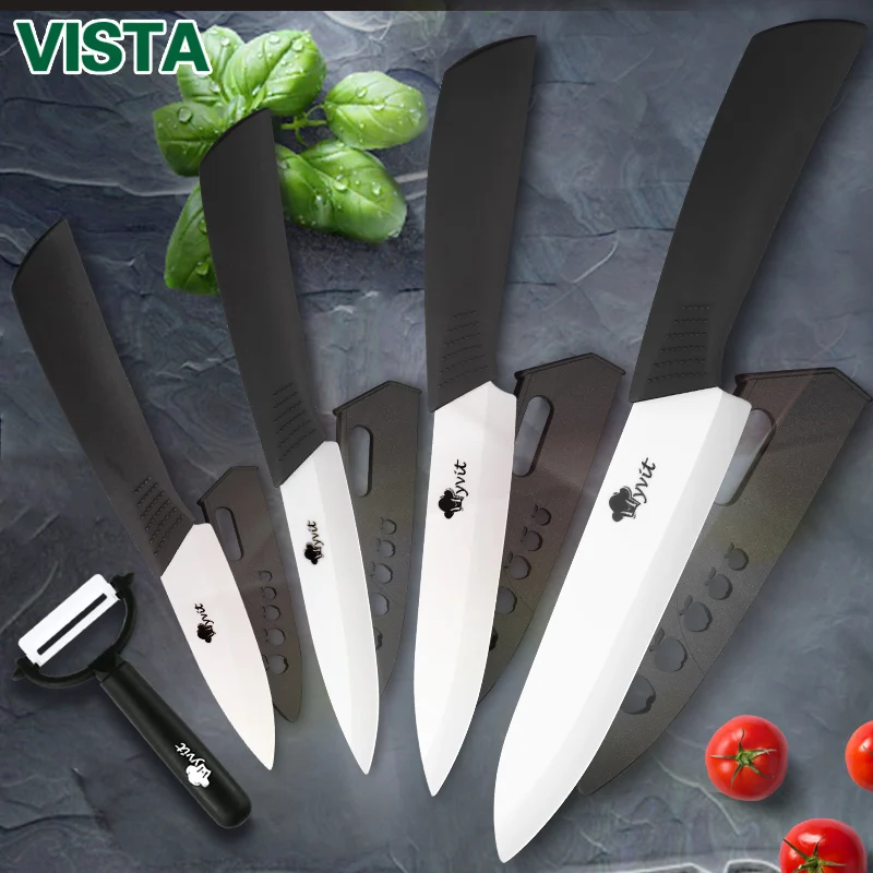 

ceramic knife black multi-color handle kitchen accessories set 3" 4" 5" 6" vista kitchen knives white blade with sheath zirconia