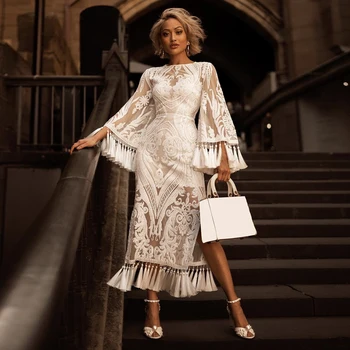 Newest Fashion Celebrity Party Dress Women White Flare Sleeve O-Neck Tassel Sexy Nightclub Dress Women Vestidos Wholesale 
Newest Fashion Celebrity Party Dress Women White Flare Sleeve O-Neck Tassel Sexy Nightclub Dress Women Vestidos Wholesale