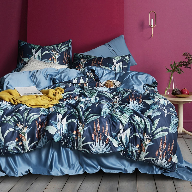 Tropical Rain Forest Flowers Silk Satin 4Pcs Queen/King Size Luxury Bedding Sets Bedclothes Bed Linen Duvet Cover Set Bed Sheets 
Tropical Rain Forest Flowers Silk Satin 4Pcs Queen/King Size Luxury Bedding Sets Bedclothes Bed Linen Duvet Cover Set Bed Sheets