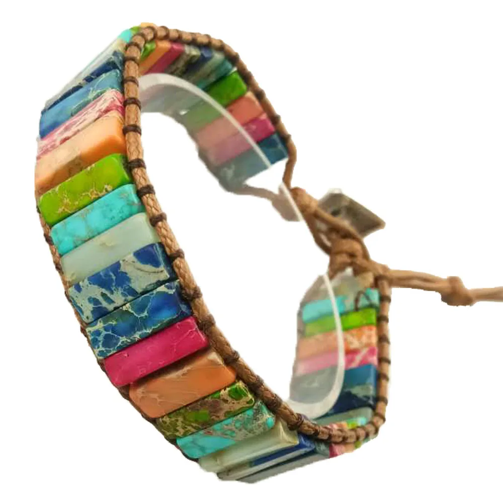Chakra Bracelet Handmade Multi Color Natural Stone Oblong Beads Leather Wrap Bracelet Couples Bracelets Creative Gifts Jewelry
Chakra Bracelet Handmade Multi Color Natural Stone Oblong Beads Leather Wrap Bracelet Couples Bracelets Creative Gifts Jewelry