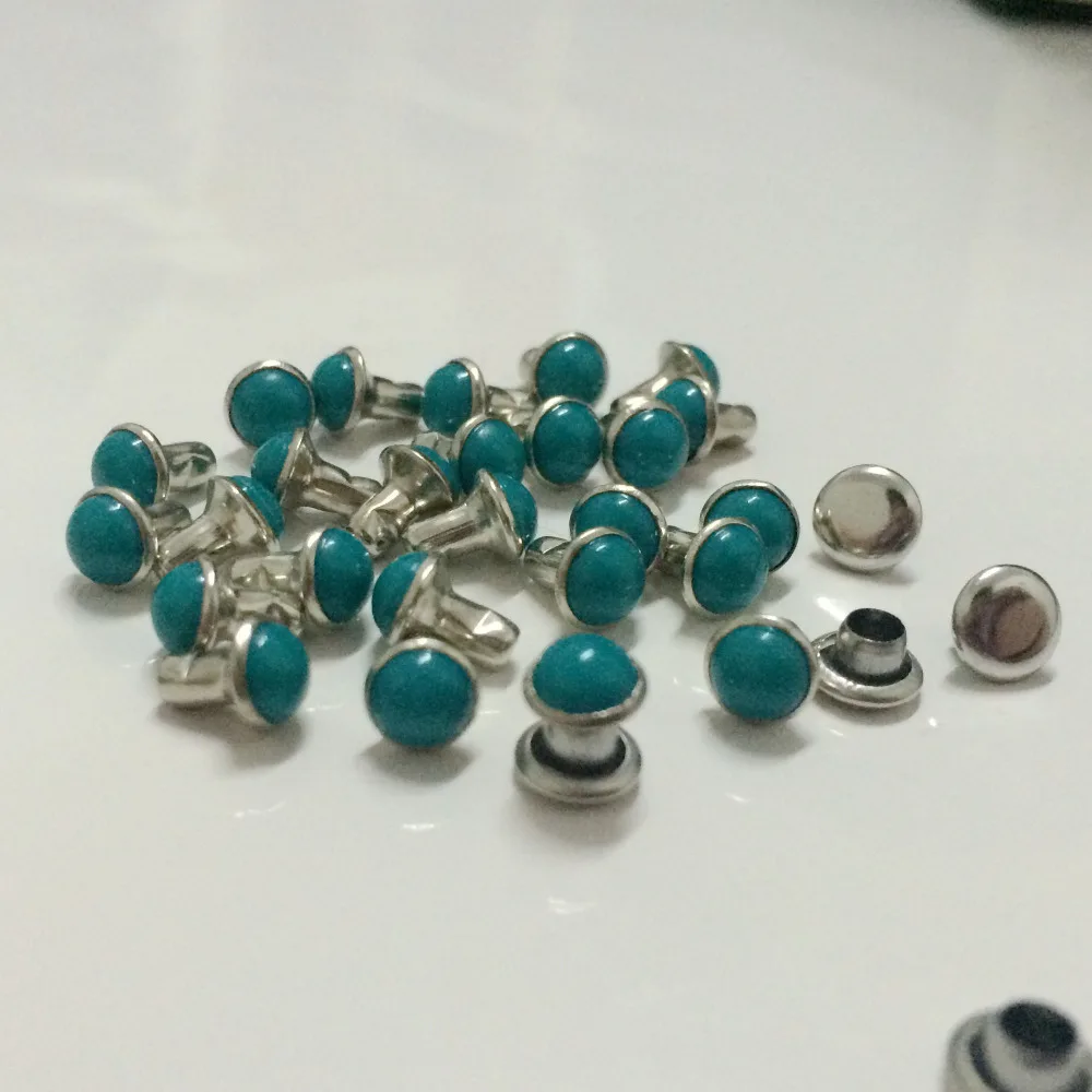 

DIY100PCS 5mm Accessories Blue Turquoise Crack Rivets Leather Craft Punk Studs Shipping Free