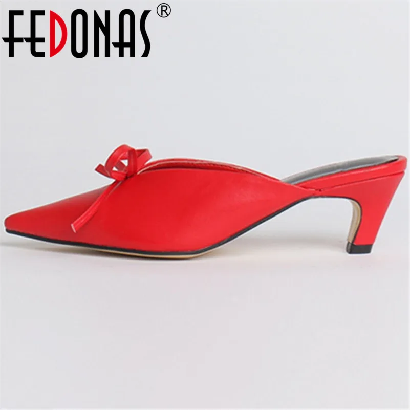 FEDONAS Women Fashion Slippers Genuine Leather Butterfly-Knot Party Wedding Summer Shoes Woman Elegant Pointed Toe Mules shoes
FEDONAS Women Fashion Slippers Genuine Leather Butterfly-Knot Party Wedding Summer Shoes Woman Elegant Pointed Toe Mules shoes