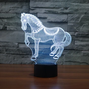 

7Colors Changing 3D LED Animal Nightlights Paint Horse Zebra Desk Table Lamp USB Bedside Touch Lamps Home Horse Decoration