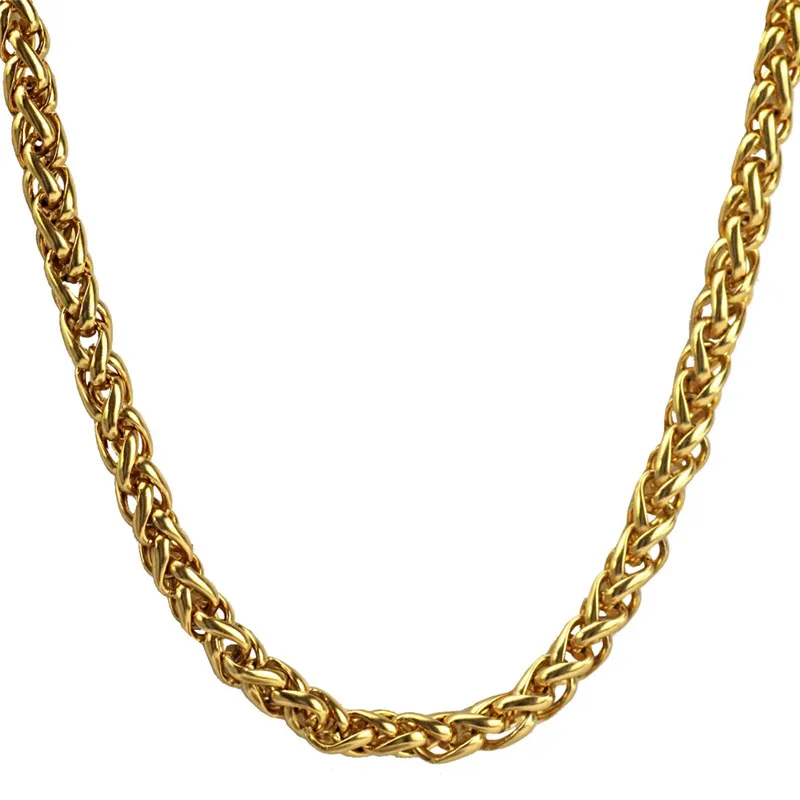 Gold Wheat Chain Necklace Men Stainless Steel Spiga Chain Link Necklace Hippie Hip Hop Jewelry Accessories
Gold Wheat Chain Necklace Men Stainless Steel Spiga Chain Link Necklace Hippie Hip Hop Jewelry Accessories