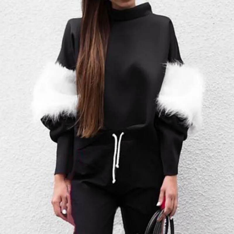 Autumn Winter Ladies Women Black Hoodie O-Neck Faux Fur Patch Sweatshirt Loose Jumper Pullover Tops Jacket Coat
Autumn Winter Ladies Women Black Hoodie O-Neck Faux Fur Patch Sweatshirt Loose Jumper Pullover Tops Jacket Coat