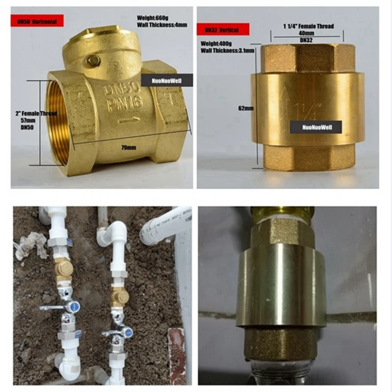 1 1/4" 1 1/2" 2" Copper Horizontal/Vertical Check Unidirectional Valve Industry Water Treatment Pipe Tap Water Fittings Joint
1 1/4" 1 1/2" 2" Copper Horizontal/Vertical Check Unidirectional Valve Industry Water Treatment Pipe Tap Water Fittings Joint