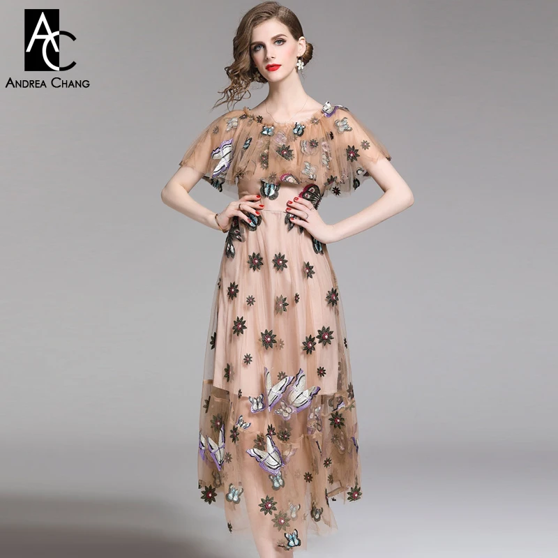 S-XXL spring summer woman dress flower butterfly pattern embroidery beige dress ball gown ruffled shoulder calf length dress
S-XXL spring summer woman dress flower butterfly pattern embroidery beige dress ball gown ruffled shoulder calf length dress