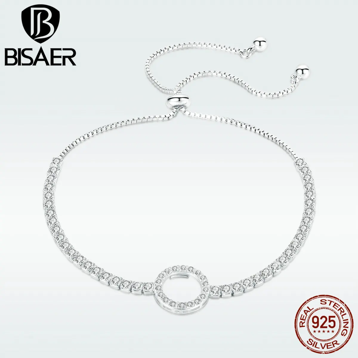 BISAER Bracelet Authentic 925 Sterling Silver Round Geometric Tennis Bracelet for Women Silver Bijoux Anniversary Gift GXB110
BISAER Bracelet Authentic 925 Sterling Silver Round Geometric Tennis Bracelet for Women Silver Bijoux Anniversary Gift GXB110