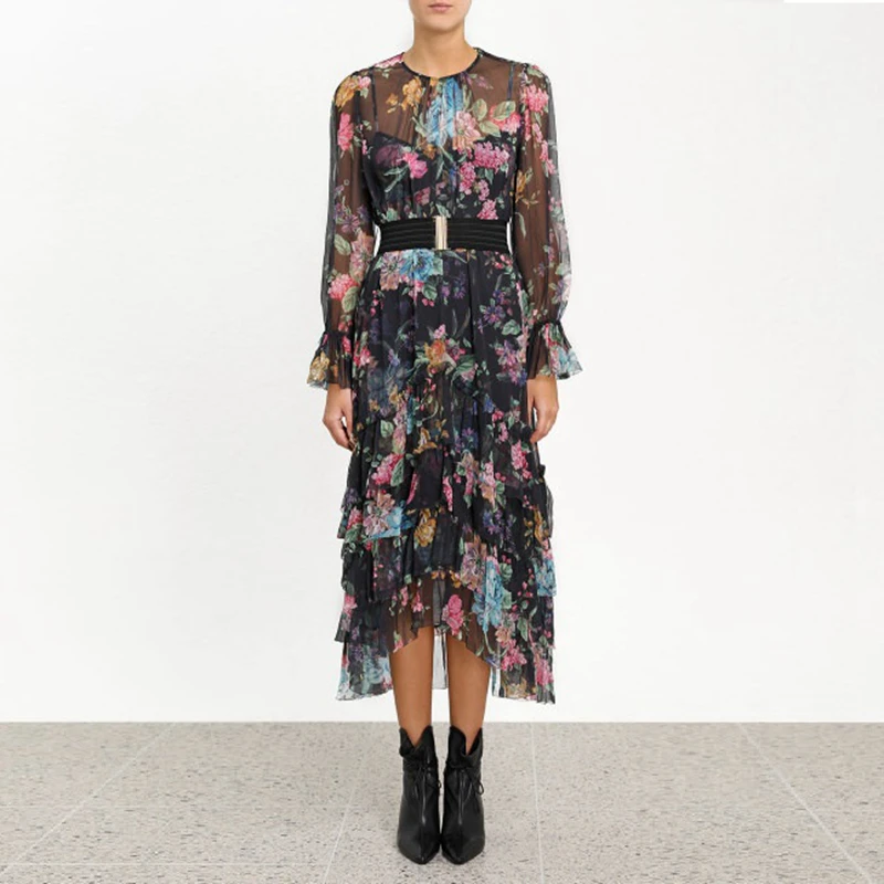 High Quality Spring ZIM Designer Runway Dress Women Elegant Floral Print Ruffles Two Pieces Set Midi Dresses Female Holiday
High Quality Spring ZIM Designer Runway Dress Women Elegant Floral Print Ruffles Two Pieces Set Midi Dresses Female Holiday