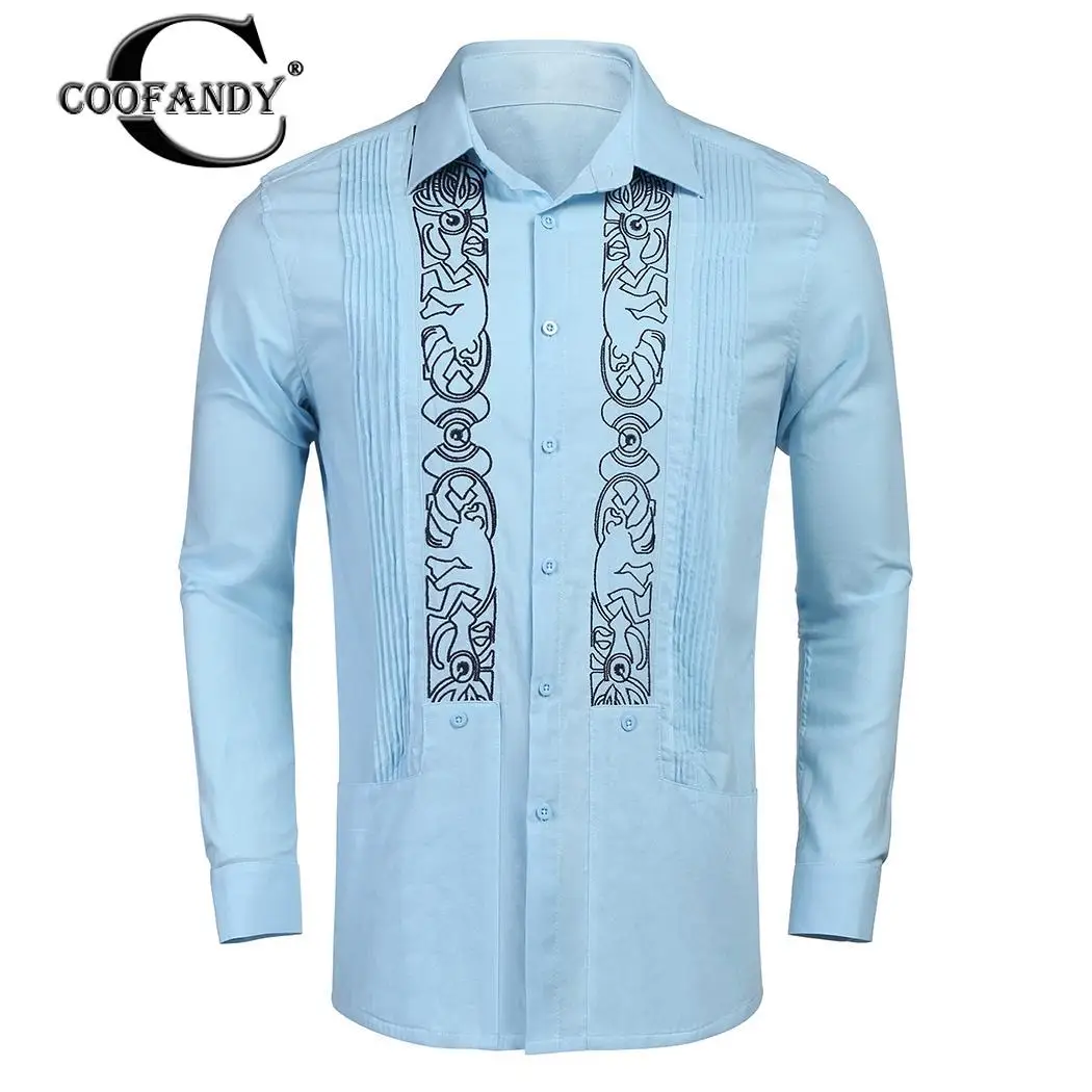 COOFANDY Shirt Sleeve Button Collar Guayabera Turn-down Men Casual Long Embroidery
COOFANDY Shirt Sleeve Button Collar Guayabera Turn-down Men Casual Long Embroidery