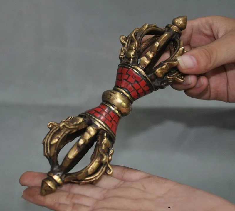 christmas Old Tibet Buddhism Bronze Inlay coral Vajra Phurba Dagger Holder Exorcism FaQi halloween
christmas Old Tibet Buddhism Bronze Inlay coral Vajra Phurba Dagger Holder Exorcism FaQi halloween