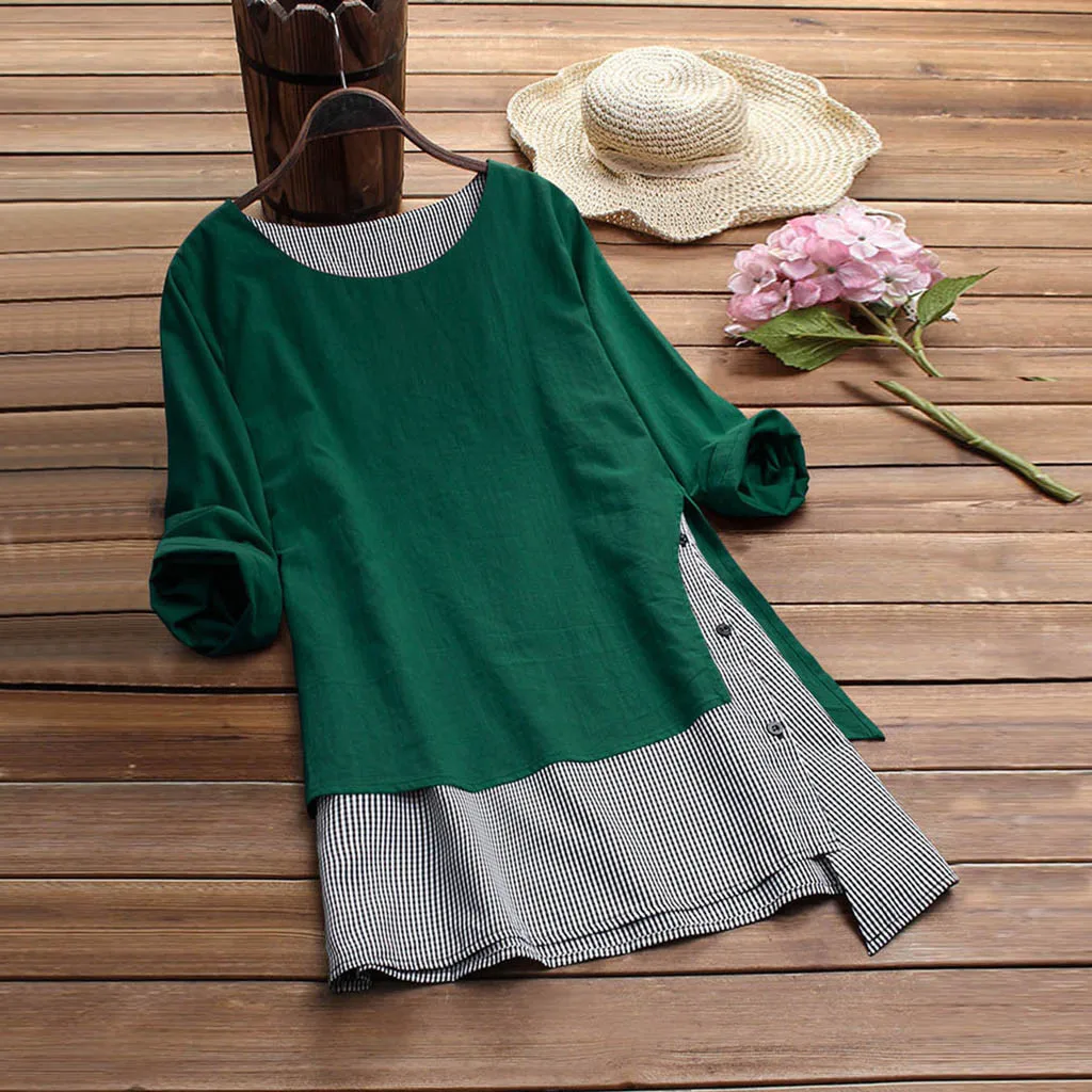 Womens T-shirts Casual Button Plus Size Splice Cotton Tops Long Sleeve Tee Shirt Womens Lattice Loose Clothing Modis
Womens T-shirts Casual Button Plus Size Splice Cotton Tops Long Sleeve Tee Shirt Womens Lattice Loose Clothing Modis