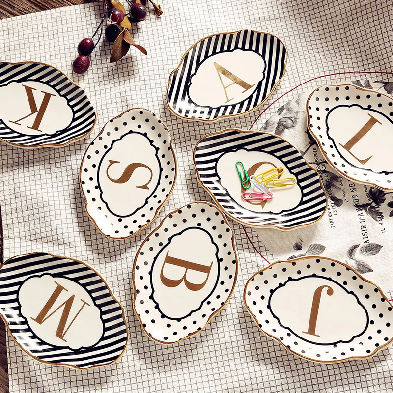 Ceramic Letter English Alphabet Decorative Plate Jewelry Dish Phnom Penh Wave Dot Stripe Tray
Ceramic Letter English Alphabet Decorative Plate Jewelry Dish Phnom Penh Wave Dot Stripe Tray