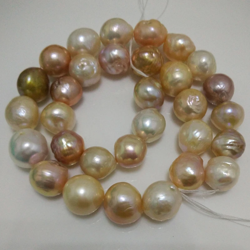 

16 inches 13-14mm Natural High Luster Multicolor Edison Baroque Pearl Loose Strand