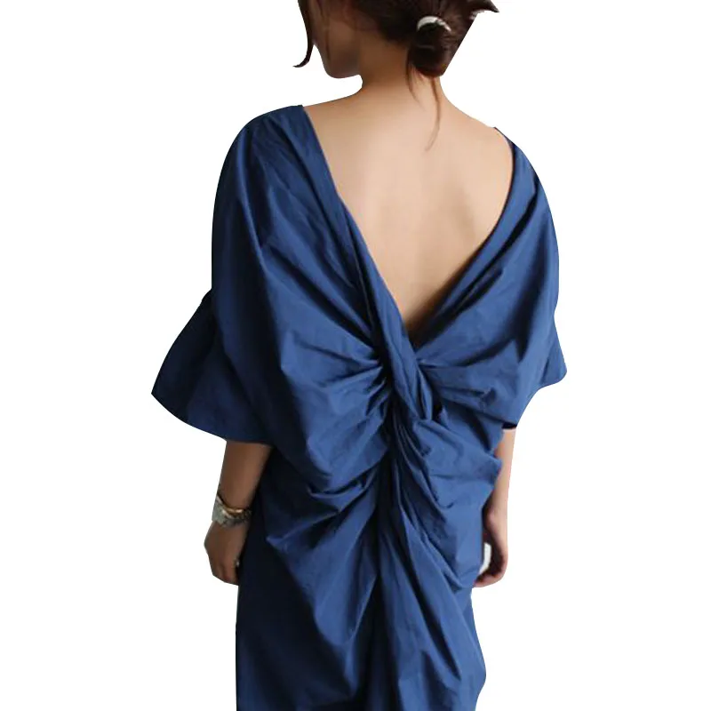 Women Fashion Dress Chic South Korea Purchasing Backless Folds Solid Color Long Lady Dress for Sexy Women Summer Midi Dresses
Women Fashion Dress Chic South Korea Purchasing Backless Folds Solid Color Long Lady Dress for Sexy Women Summer Midi Dresses