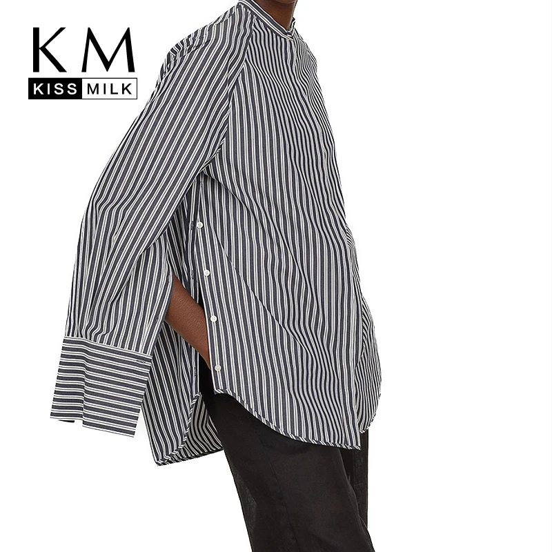 Kissmilk Plus Size Women Striped Shirt Button Turn Down Collar Color Block OL Side Slit Sleeve Slit Oversize for Busty Female
Kissmilk Plus Size Women Striped Shirt Button Turn Down Collar Color Block OL Side Slit Sleeve Slit Oversize for Busty Female