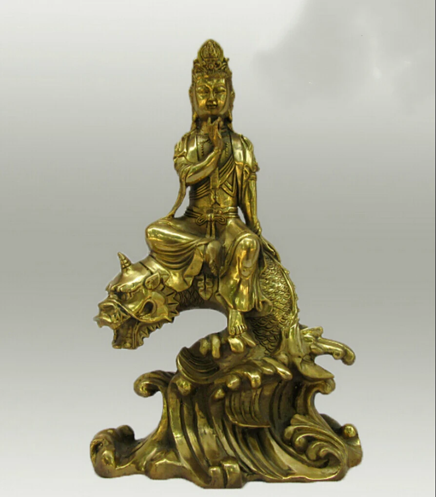 Collectible Chinese Decorated Brass Carved Guanyin riding a dragon Sculpture/Metal Buddha Statue
Collectible Chinese Decorated Brass Carved Guanyin riding a dragon Sculpture/Metal Buddha Statue
