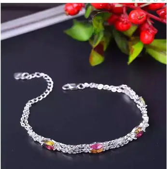Natural And Real Tourmaline bracelet Chain bracelets 925 sterling silver 5*5mm 8pcs
Natural And Real Tourmaline bracelet Chain bracelets 925 sterling silver 5*5mm 8pcs