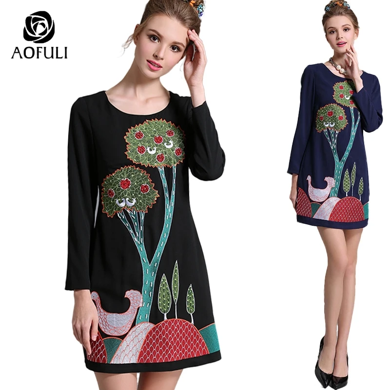L- 5XL Plus Size Embroidered Dresses With Diamonds Sequins Long Sleeve Women Autumn A-Line Casual Dress Big Size Clothes 2876
L- 5XL Plus Size Embroidered Dresses With Diamonds Sequins Long Sleeve Women Autumn A-Line Casual Dress Big Size Clothes 2876