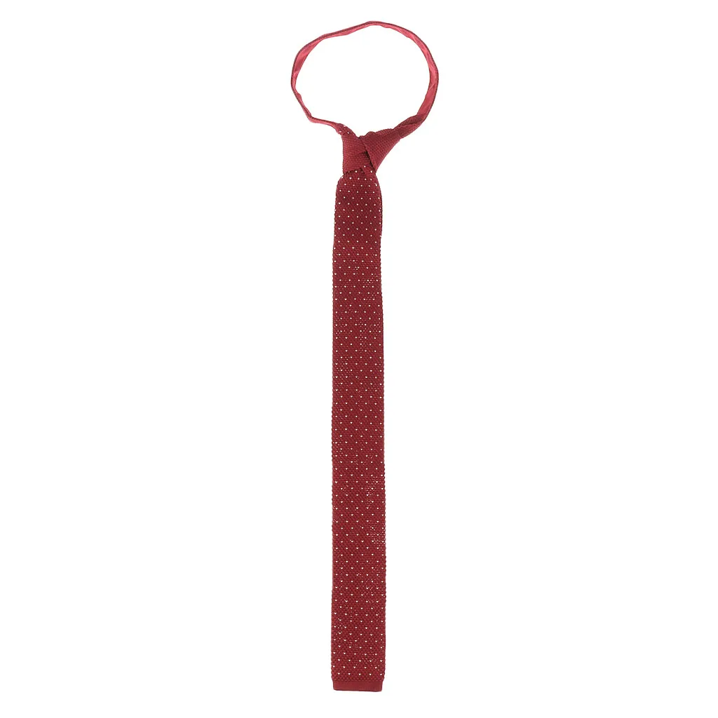 Pack of 2 Pieces Retro Men Wool Knitted Flat Woven Tie Red Blue Wedding Party Necktie