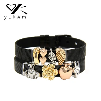 YUKAM Jewelry Crystal Double Hearts Flower Angel Wings Leaf Apple Claddagh Slide Charms Keeper for Bracelets Accessories Making
YUKAM Jewelry Crystal Double Hearts Flower Angel Wings Leaf Apple Claddagh Slide Charms Keeper for Bracelets Accessories Making