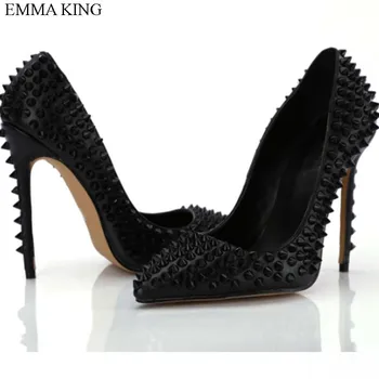 EMMA KING 2018 Shallow Pointed Toe Flock Thin High Heels Sexy Rivets Spike Women Party Shoes Sexy Fashion Studs Lady Party Pumps
EMMA KING 2018 Shallow Pointed Toe Flock Thin High Heels Sexy Rivets Spike Women Party Shoes Sexy Fashion Studs Lady Party Pumps