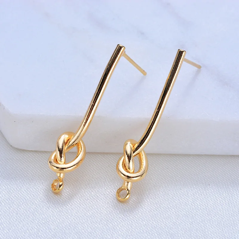 (116)4PCS 27MM 24K Gold Color Plated Brass Long Line with Knot Stud Earrings High Quality DIY Jewelry Making Findings
(116)4PCS 27MM 24K Gold Color Plated Brass Long Line with Knot Stud Earrings High Quality DIY Jewelry Making Findings