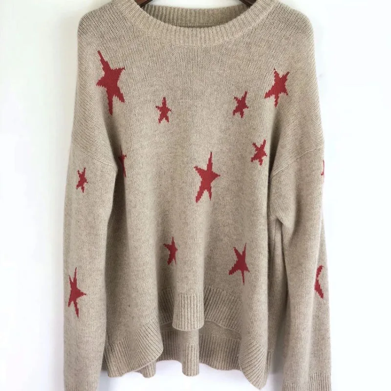 Woman 100% CASHMERE MARKUS C STAR Jacquard Sweater Round Neck Drop Shoulder Oversized Jumper Fashion 2019
Woman 100% CASHMERE MARKUS C STAR Jacquard Sweater Round Neck Drop Shoulder Oversized Jumper Fashion 2019