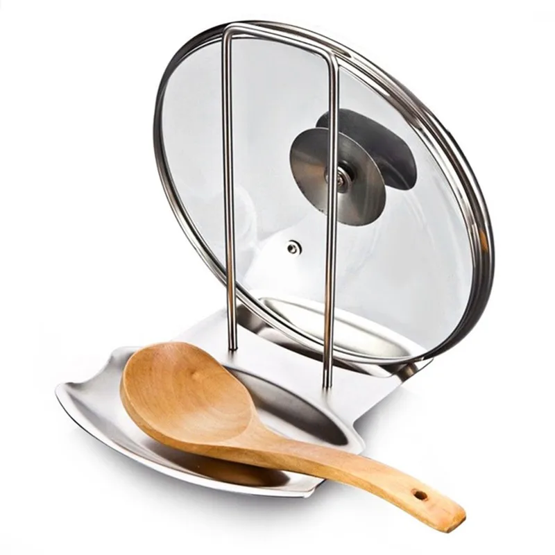 

Stainless Steel Pan Pot Rack Cover Lid Rest Stand Spoon Holder Home Applicance The Goods For Kitchen Accessories