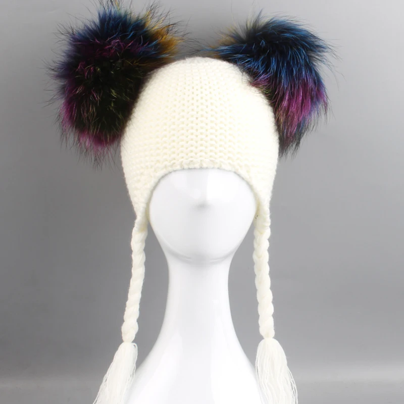 Kids Real Fur Pompom Hat Baby Winter Crochet Earflap Hat Girls Boys Knitted Beanie Hat With Ears Two Pom pom Hat For Children
Kids Real Fur Pompom Hat Baby Winter Crochet Earflap Hat Girls Boys Knitted Beanie Hat With Ears Two Pom pom Hat For Children