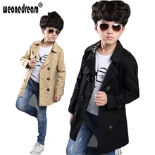 Cậu bé Trench Coat Mới 2018 Dài Tay Áo Khoác Trẻ Em Trai Áo Gió Trẻ Em Trench Coat Màu Đen và Kaki Áo Khoác Ngoài 4-16Y(China)
