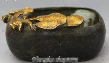 Chinese Bronze Gilt Carving Goldfish Fishes Lotus Leaf Jug Crock Jar Pot Ashtray
Chinese Bronze Gilt Carving Goldfish Fishes Lotus Leaf Jug Crock Jar Pot Ashtray