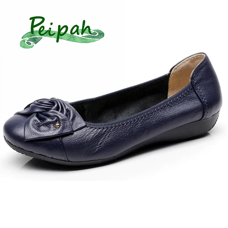 

PEIPAH Women Ballet Flats Genuine Leather Women Shoes Spring Casual Ballerina Flat Shoes Woman Shallow Slip On Ladies Loafers