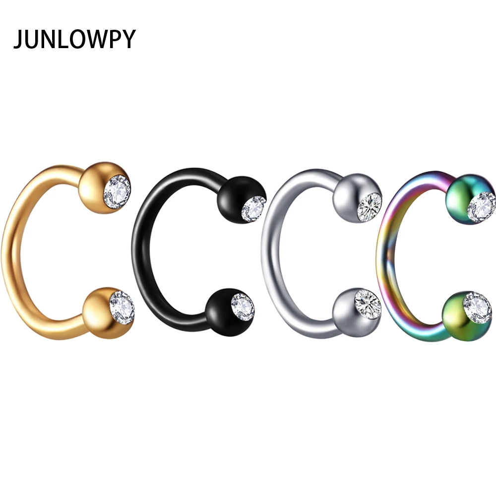 

JUNLOPWY Nose Piercing Hoop Rings Stainless Steel 16G Screw CZ Nose Studs Body Jewelry Cartilage Tragus Helix Earring 100pcs