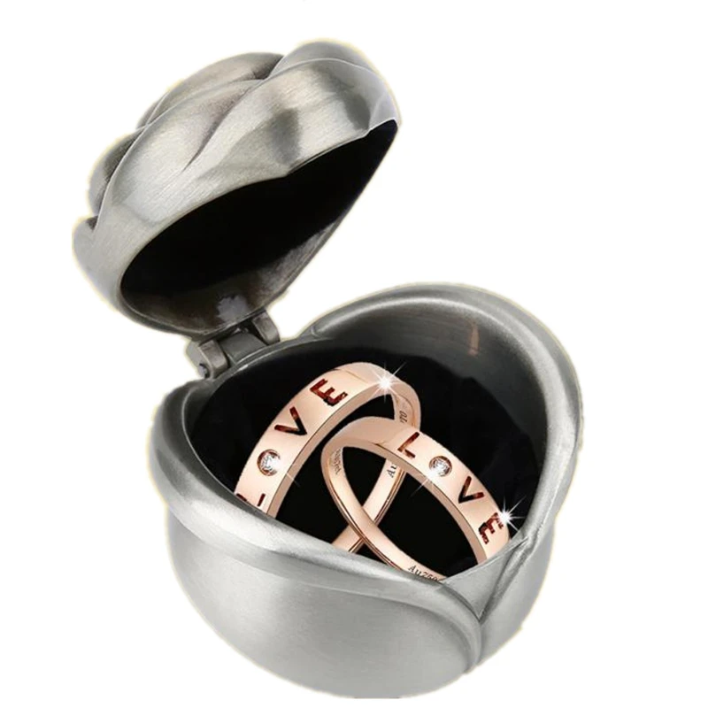 Wedding Ring Box Zinc Alloy Jewelry Display Storage Case with Rose Flower Design Gifts Presents Carring Case for Couple Rings
Wedding Ring Box Zinc Alloy Jewelry Display Storage Case with Rose Flower Design Gifts Presents Carring Case for Couple Rings