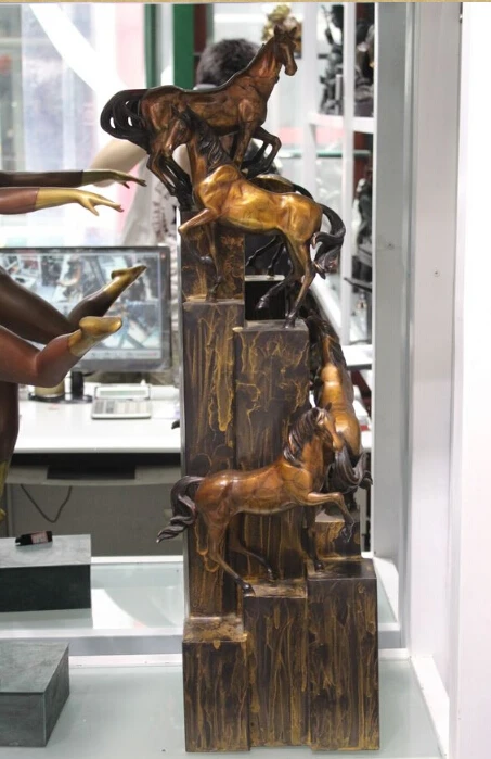 free 31"China Chinese Palace Copper Bronze Four Horse go up the mountain Art Statue fast
free 31"China Chinese Palace Copper Bronze Four Horse go up the mountain Art Statue fast