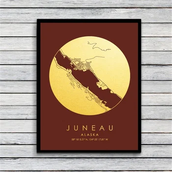 Colored And Gold City Maps Juneau Alaska United States of America Round Canvas Poster Wall Pictures for Living Room No Frame
Colored And Gold City Maps Juneau Alaska United States of America Round Canvas Poster Wall Pictures for Living Room No Frame