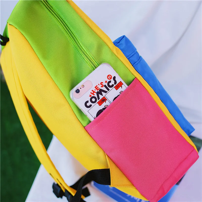 Menghuo Panelled Backpack Women Large Capacity School Backpack Bags for Girls 2018 Clown Printing Ultralight Backpack MochilasIMG_8375