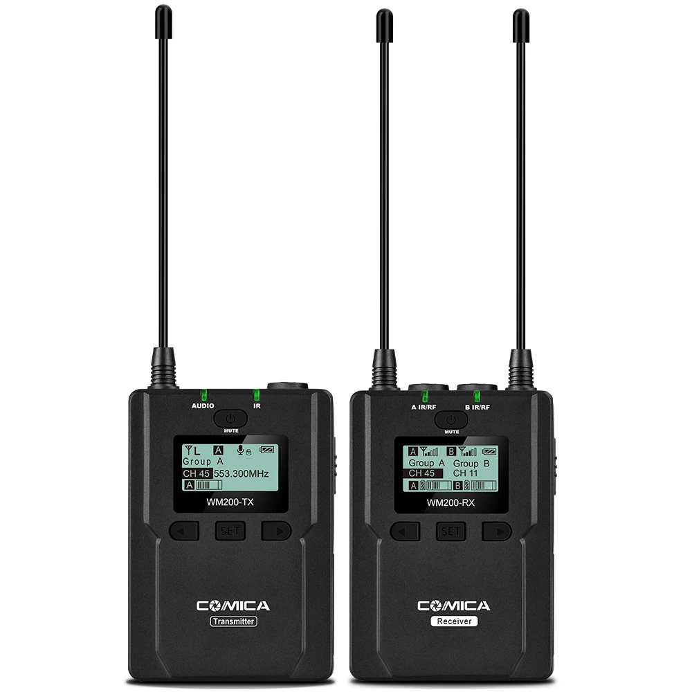 CoMica CVM-WM200C Pro Wireless Metal Microphone 1 Transmitter 1 Receiver 120M Recording for DSLR Camcorder Video by Batteries
CoMica CVM-WM200C Pro Wireless Metal Microphone 1 Transmitter 1 Receiver 120M Recording for DSLR Camcorder Video by Batteries