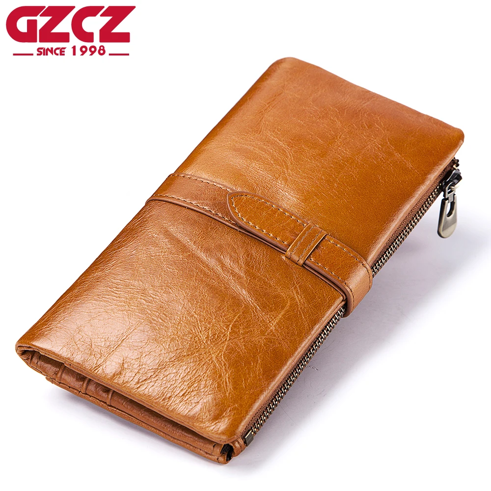 GZCZ Women Wallet 100% Top Genuine Cowhide Leather Long Bifold Wallets Purse Vintage Designer Coin Purse Kashelek Female Walet
GZCZ Women Wallet 100% Top Genuine Cowhide Leather Long Bifold Wallets Purse Vintage Designer Coin Purse Kashelek Female Walet