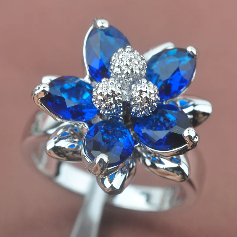 Pretty Flower Blue Cubic Zirconia Stamped 925 Silver For Women Jewelry Rings Free Shipping Size 6 7 8 9 SA001
Pretty Flower Blue Cubic Zirconia Stamped 925 Silver For Women Jewelry Rings Free Shipping Size 6 7 8 9 SA001