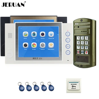 

JERUAN 8`` TFT Color Video Door Phone Record Intercom System kit 2 Monitor +NEW Waterproof Access Password HD Mini Camera 1V2