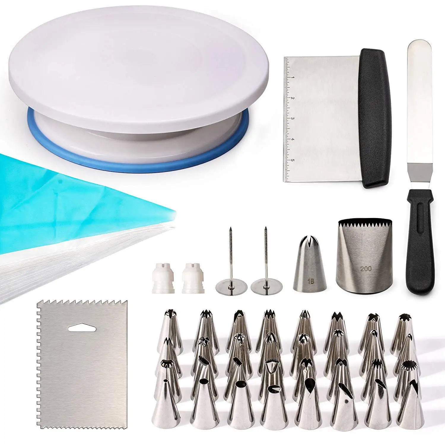 Top selling Pieces Mounting Turntable Kit With Mouth Spatula Scraper And Nail Decorating Tip Sets Plastic Silicone Molds
Top selling Pieces Mounting Turntable Kit With Mouth Spatula Scraper And Nail Decorating Tip Sets Plastic Silicone Molds