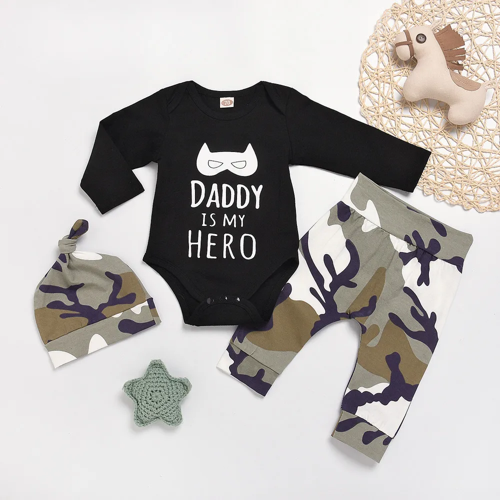 Outfit Set Newborn Infant Baby Boy Clothes Letter Cartoon Romper Tops+Camo Pants Outfit Set T6#
Outfit Set Newborn Infant Baby Boy Clothes Letter Cartoon Romper Tops+Camo Pants Outfit Set T6#
