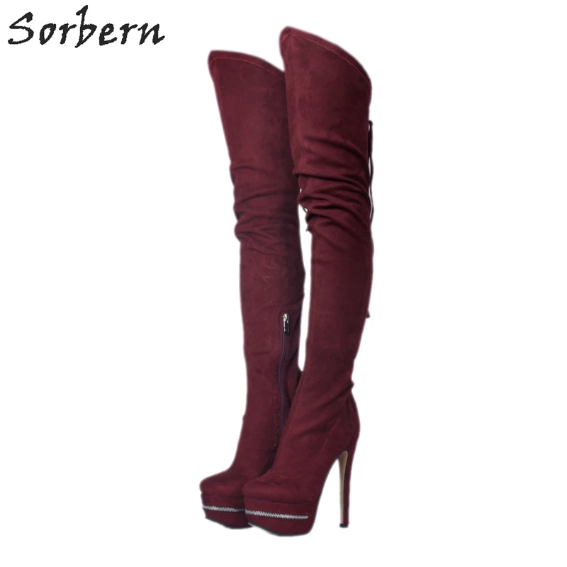 Sorbern Wine Red Thigh High Boots Black High Heel Shoe Platform Shoes Women Bottes Cuir Genoux Plus Size 34-48 Custom Colors
Sorbern Wine Red Thigh High Boots Black High Heel Shoe Platform Shoes Women Bottes Cuir Genoux Plus Size 34-48 Custom Colors